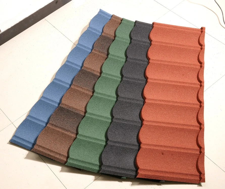 Red Color Sand Stone Coated Metal Roofing Tiles and Accessories for Houses